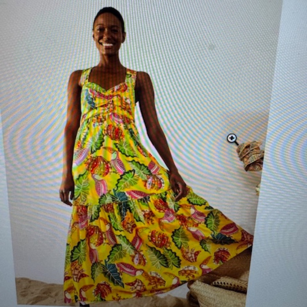 FARM RIO Yellow Beaks & Bananas Maxi Dress- EUC!